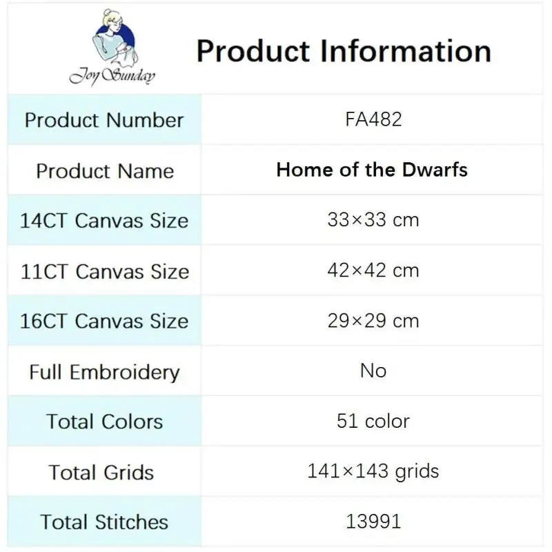 11CT Counted Printed Fabric House of Dwarfs Landscape Cross Stitch Kits