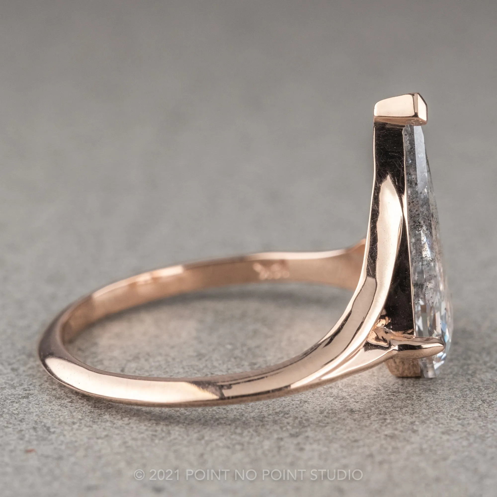 1.29 Carat Salt and Pepper Geometric Diamond Engagement Ring, Charlize Setting, 14K Rose Gold