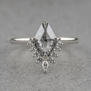 1.49 Carat Salt and Pepper Geometric Diamond Engagement Ring, Ava Setting, Platinum