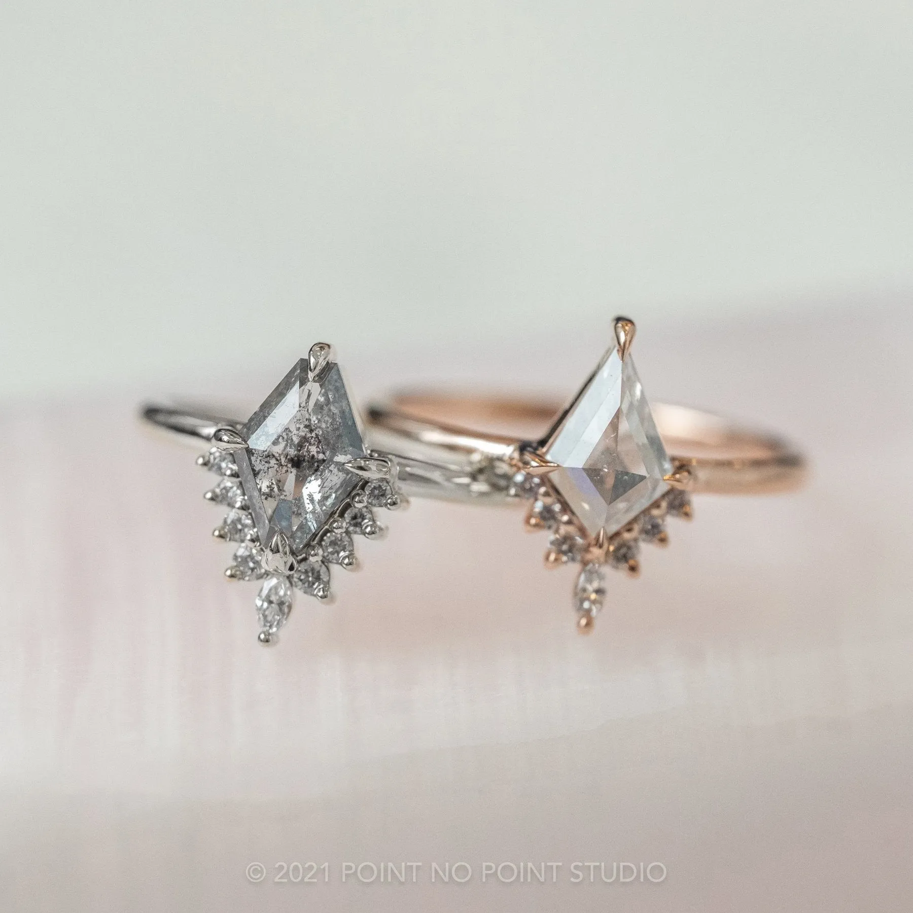 1.49 Carat Salt and Pepper Geometric Diamond Engagement Ring, Ava Setting, Platinum