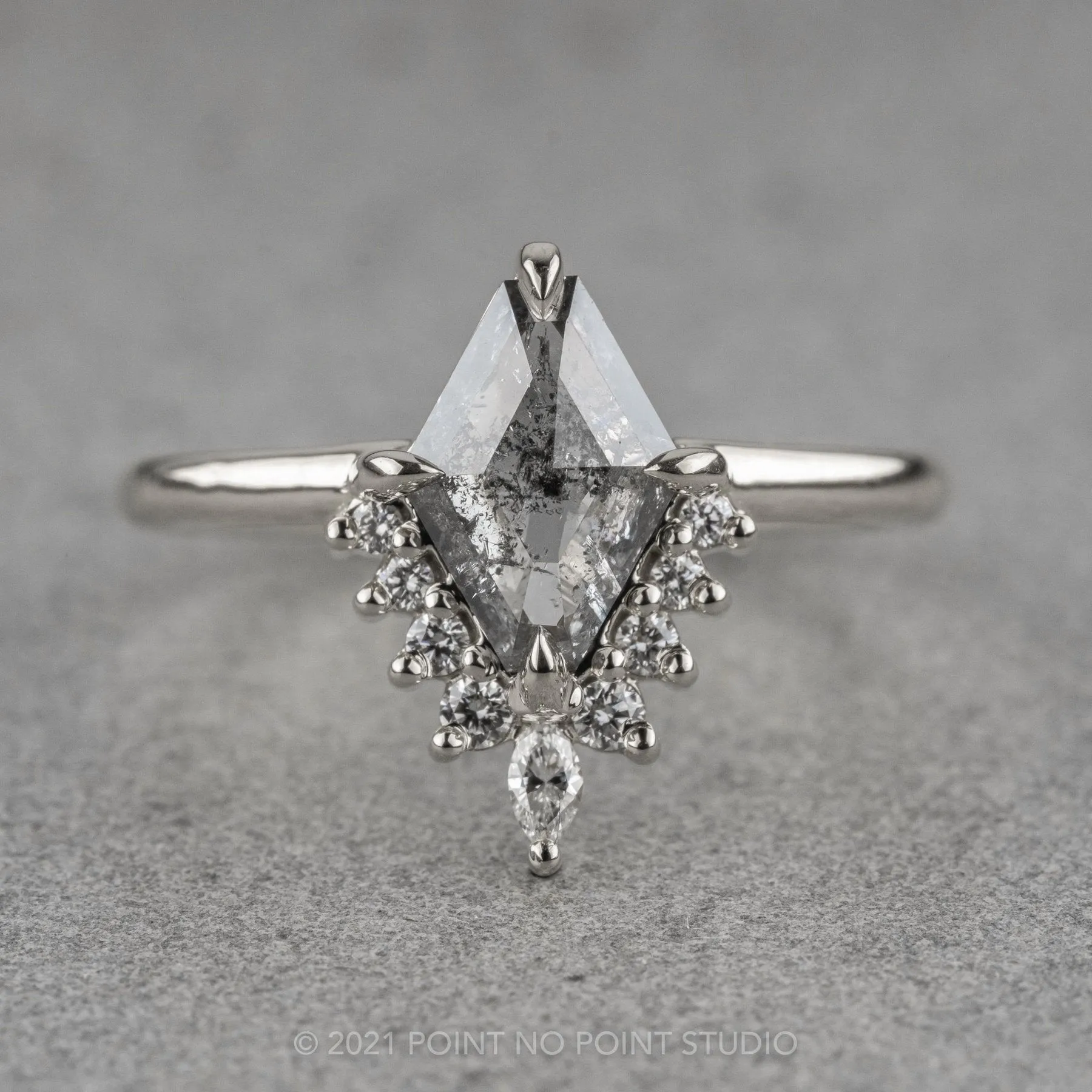 1.49 Carat Salt and Pepper Geometric Diamond Engagement Ring, Ava Setting, Platinum