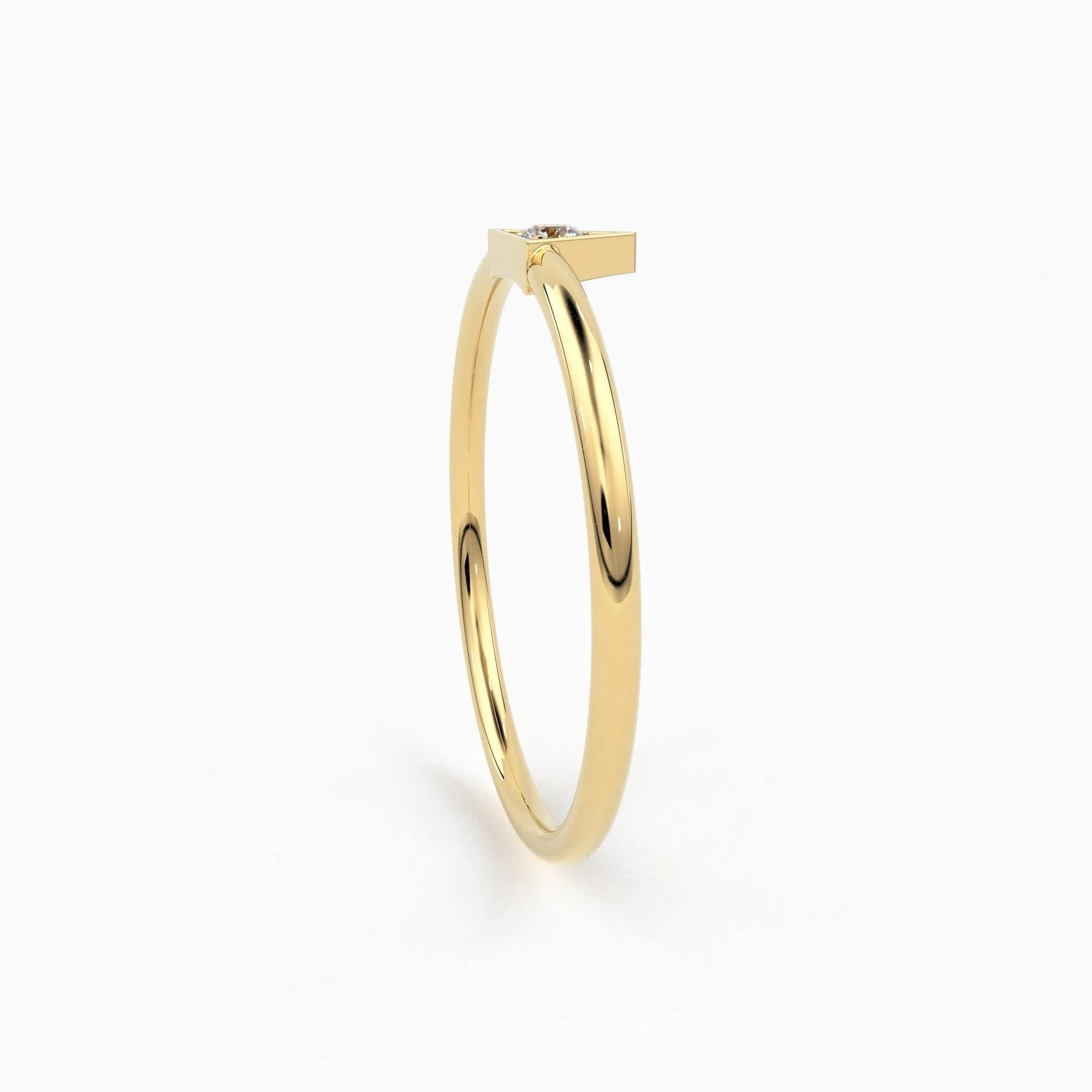 14K Diamond Triangle Ring / Chevron V Ring / Solitaire Ring / Solid Gold Minimal Jewelry / Stacking Ring / Wedding Band Gift for her