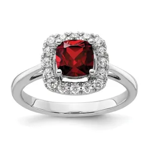 14k White Gold 6mm Cushion Gemstone and Diamond Halo Rings