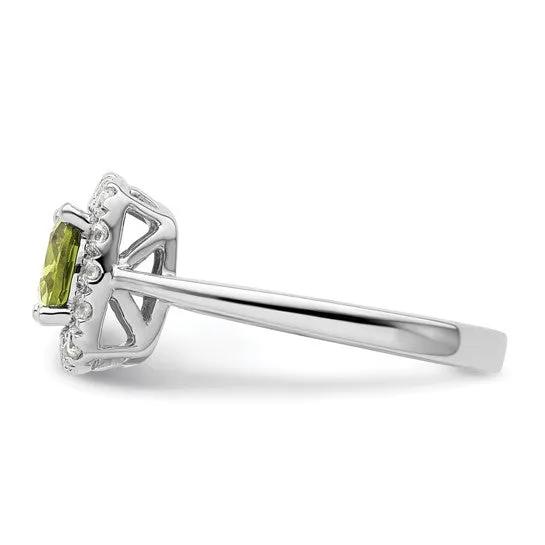 14k White Gold 6mm Cushion Gemstone and Diamond Halo Rings