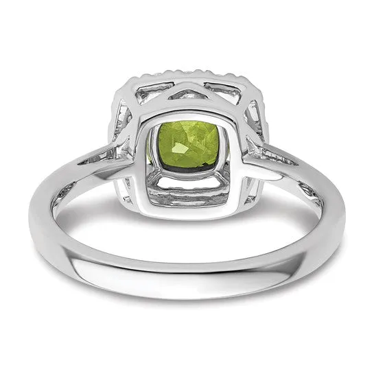 14k White Gold 6mm Cushion Gemstone and Diamond Halo Rings