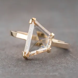 1.81 Carat Champagne Trapezoid Diamond Engagement Ring, Charlize Setting, 14k Yellow Gold