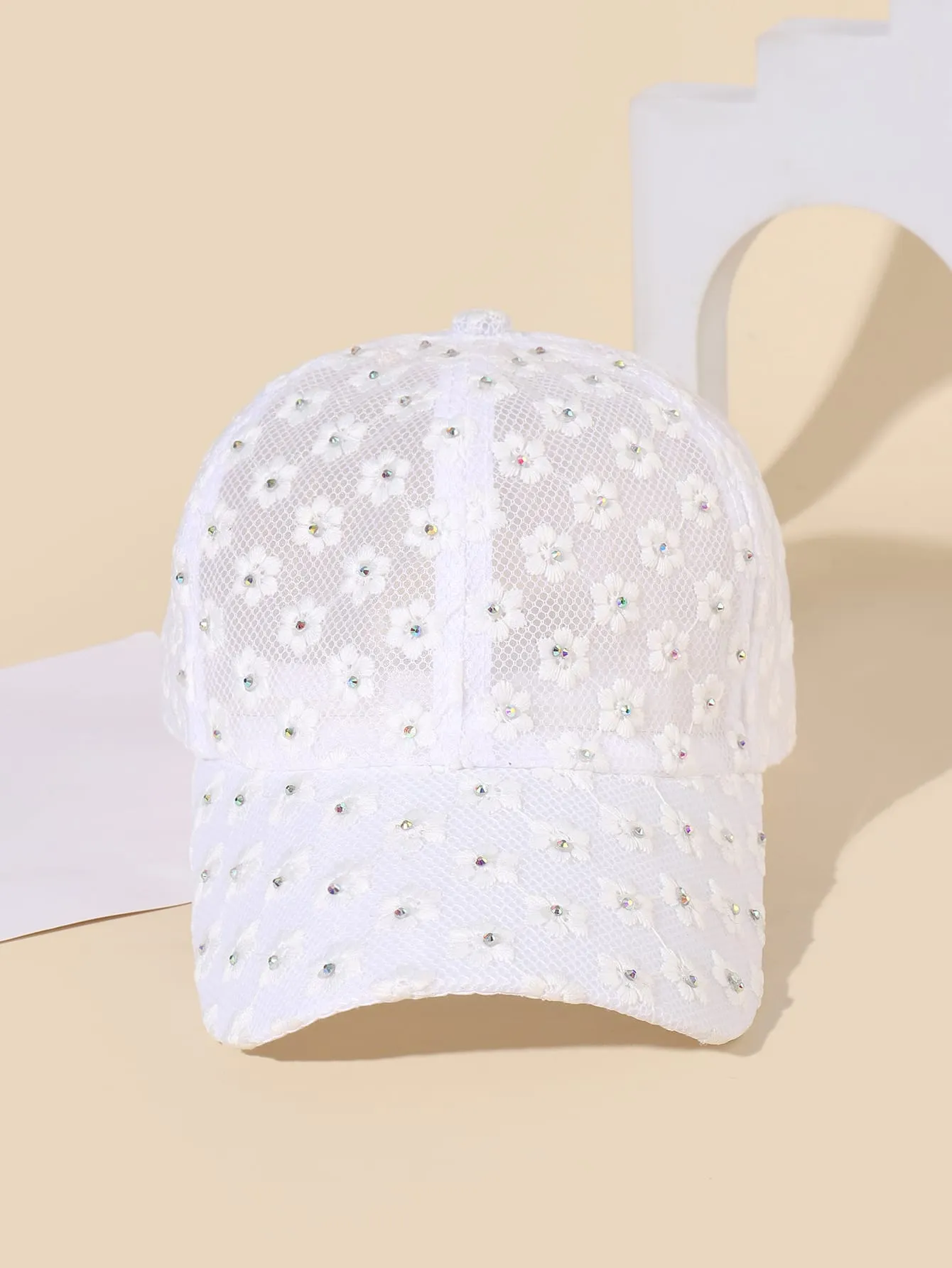 1pc Floral Embroidered Rhinestone Decor Baseball Cap- FD ⚡
