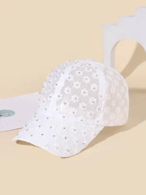 1pc Floral Embroidered Rhinestone Decor Baseball Cap- FD ⚡