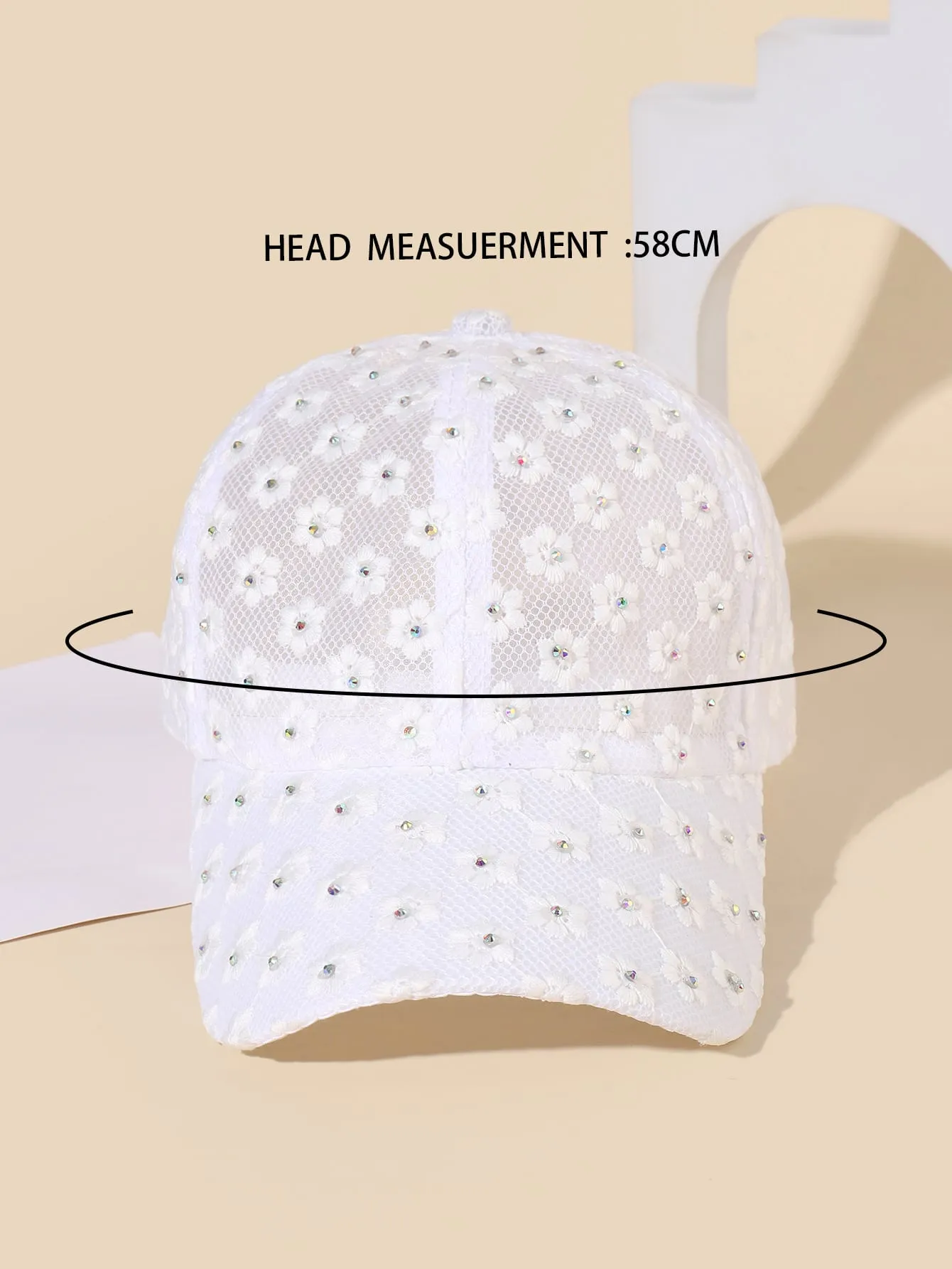 1pc Floral Embroidered Rhinestone Decor Baseball Cap- FD ⚡