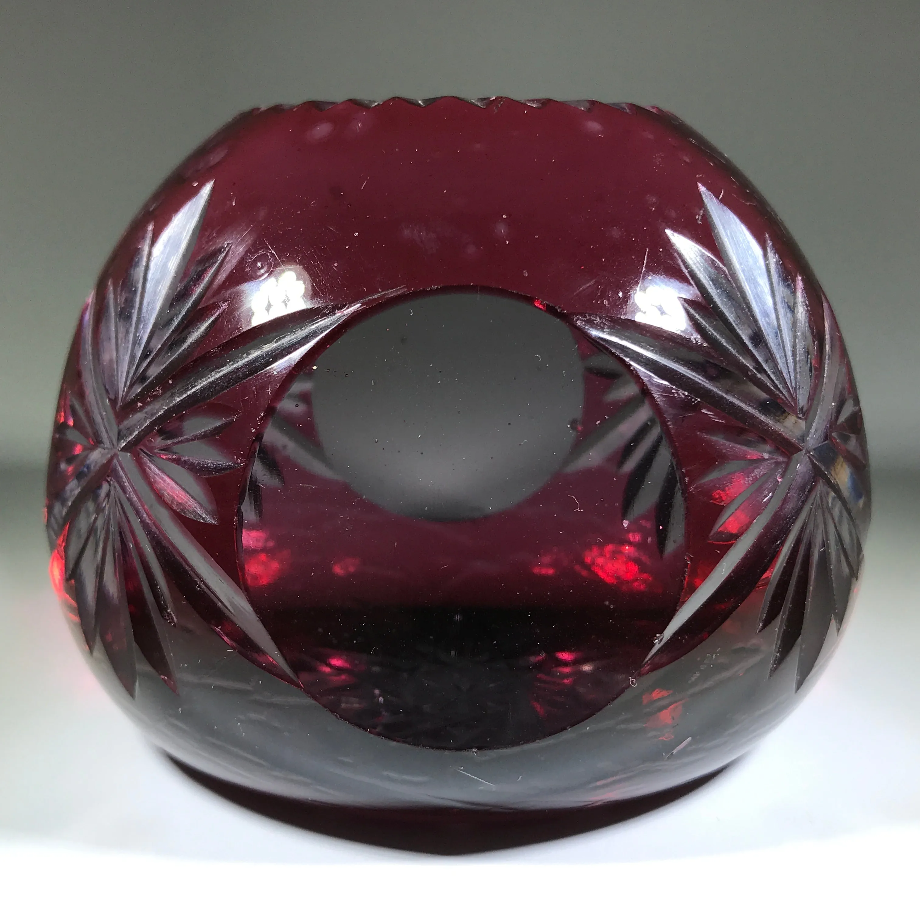 20th Century Val St Lambert Art Glass Paperweight Fancy Faceted Amethyst Flash Overlay