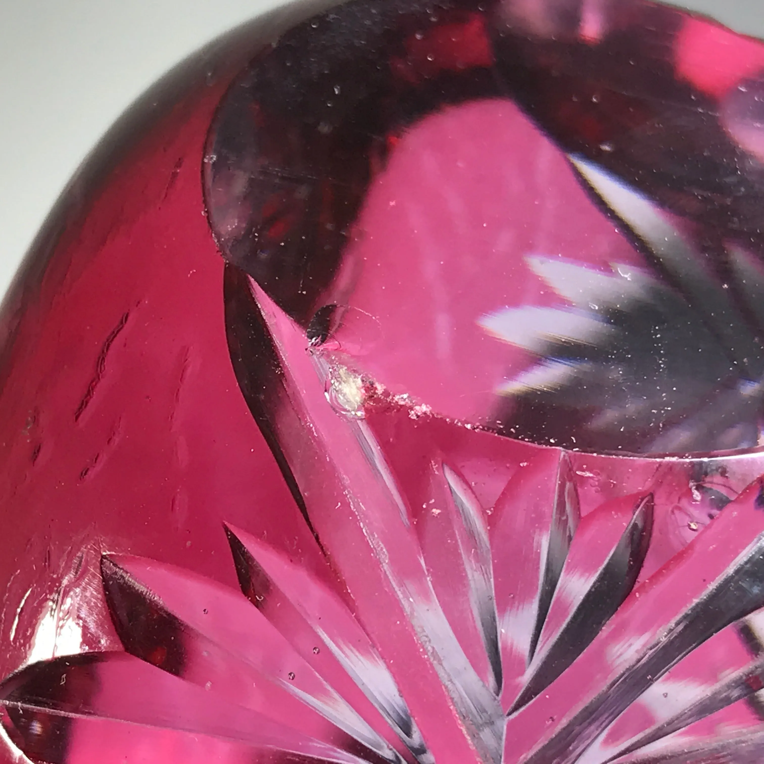 20th Century Val St Lambert Art Glass Paperweight Fancy Faceted Amethyst Flash Overlay