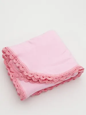 304R - Heirloom Crochet Blanket Blush Pink/Pink - Ready to Gift