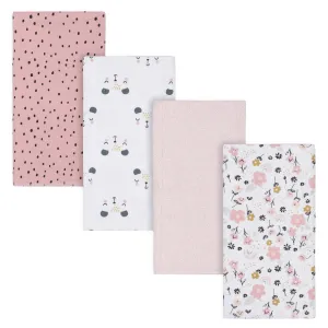 4-Pack Baby Girls Bear Flannel Burp Cloths