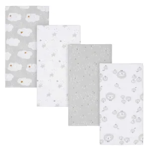 4-Pack Baby Neutral Sheep Flannel Burp Cloths