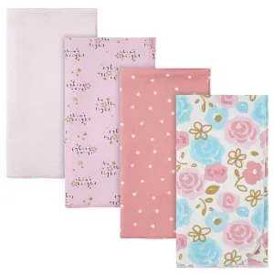 4-Pack Girls Princess Flannel Receiving Blankets