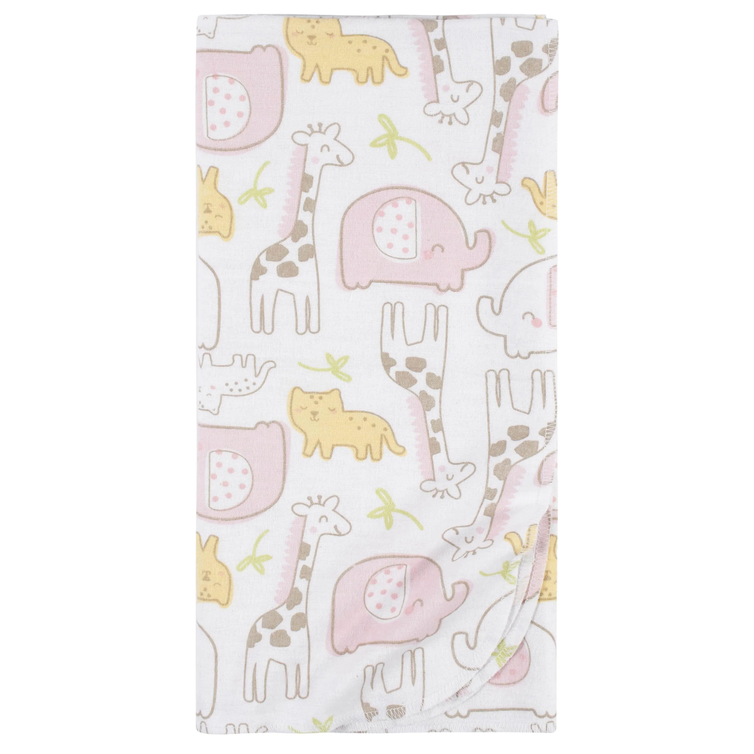 5-Pack Baby Girls Pink Safari Flannel Receiving Blankets