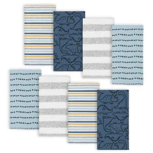 8-Pack Baby Boys Dinosaur Flannel Burp Cloths
