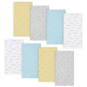 8-Pack Baby Neutral Hugs Flannel Burp Cloths