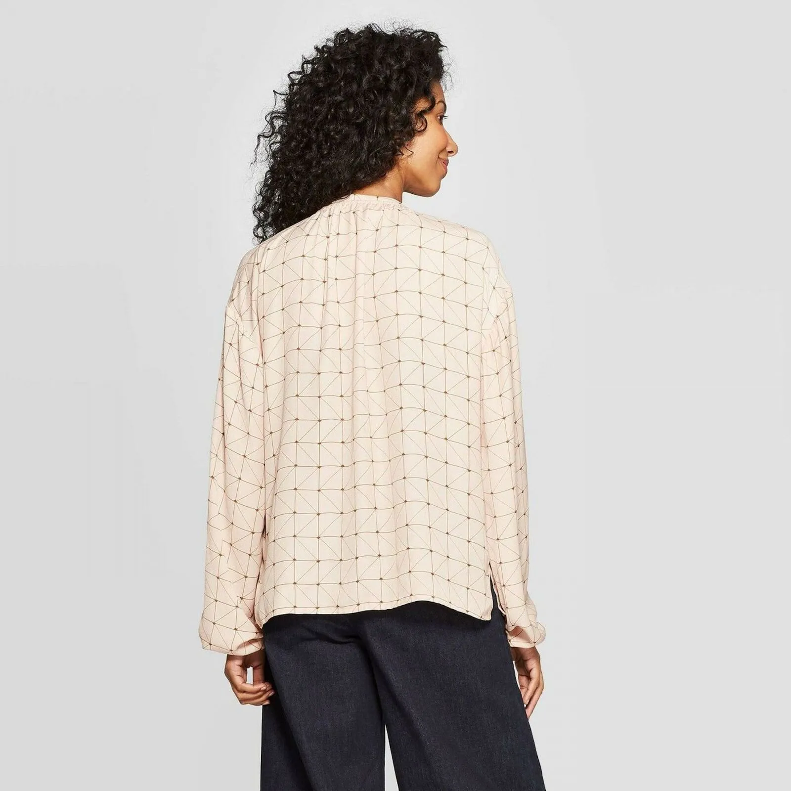 A New Day Women's Zig Zag Print Long Sleeve High Neck Popover Blouse