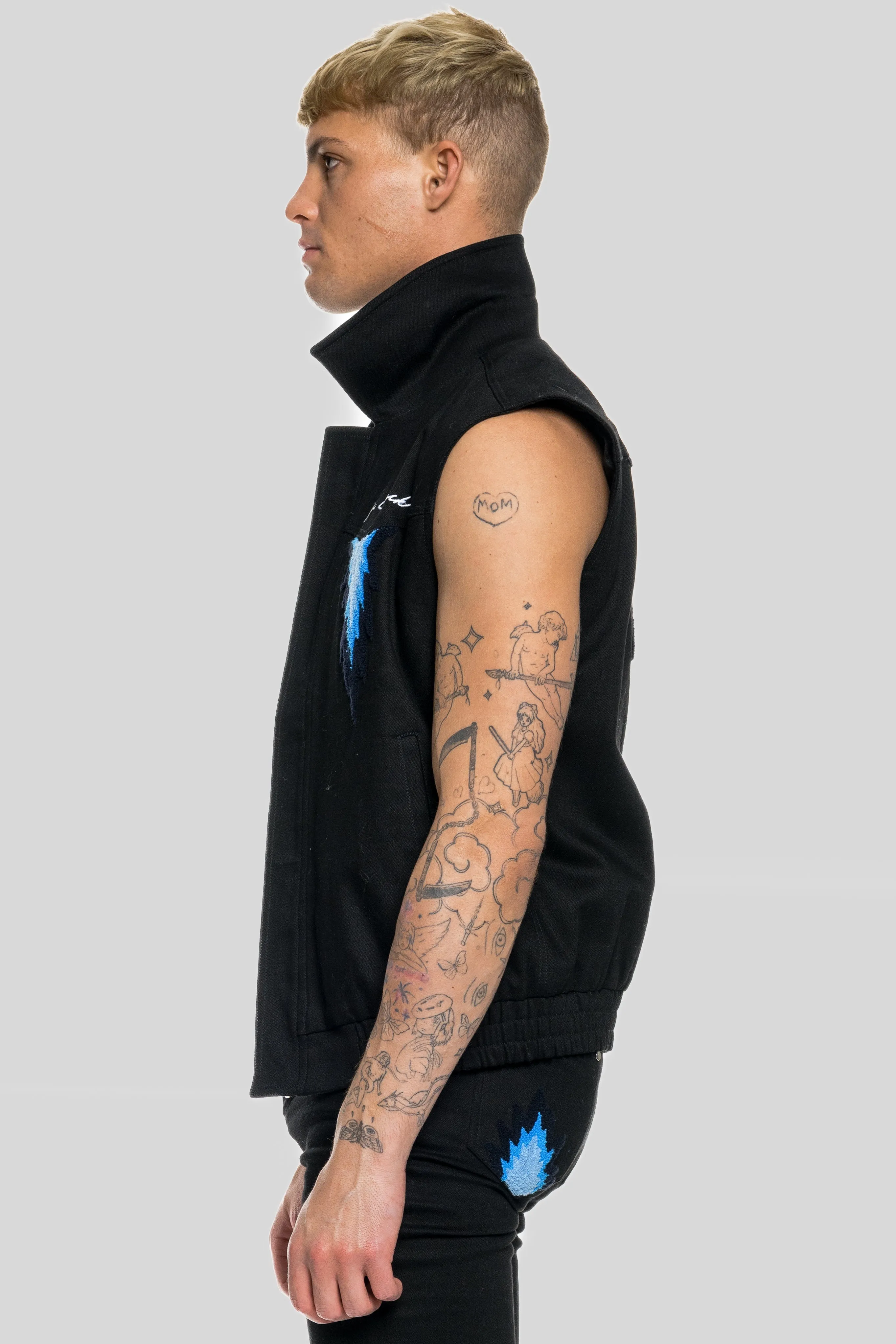AGAVE SPIKED DENIM VEST