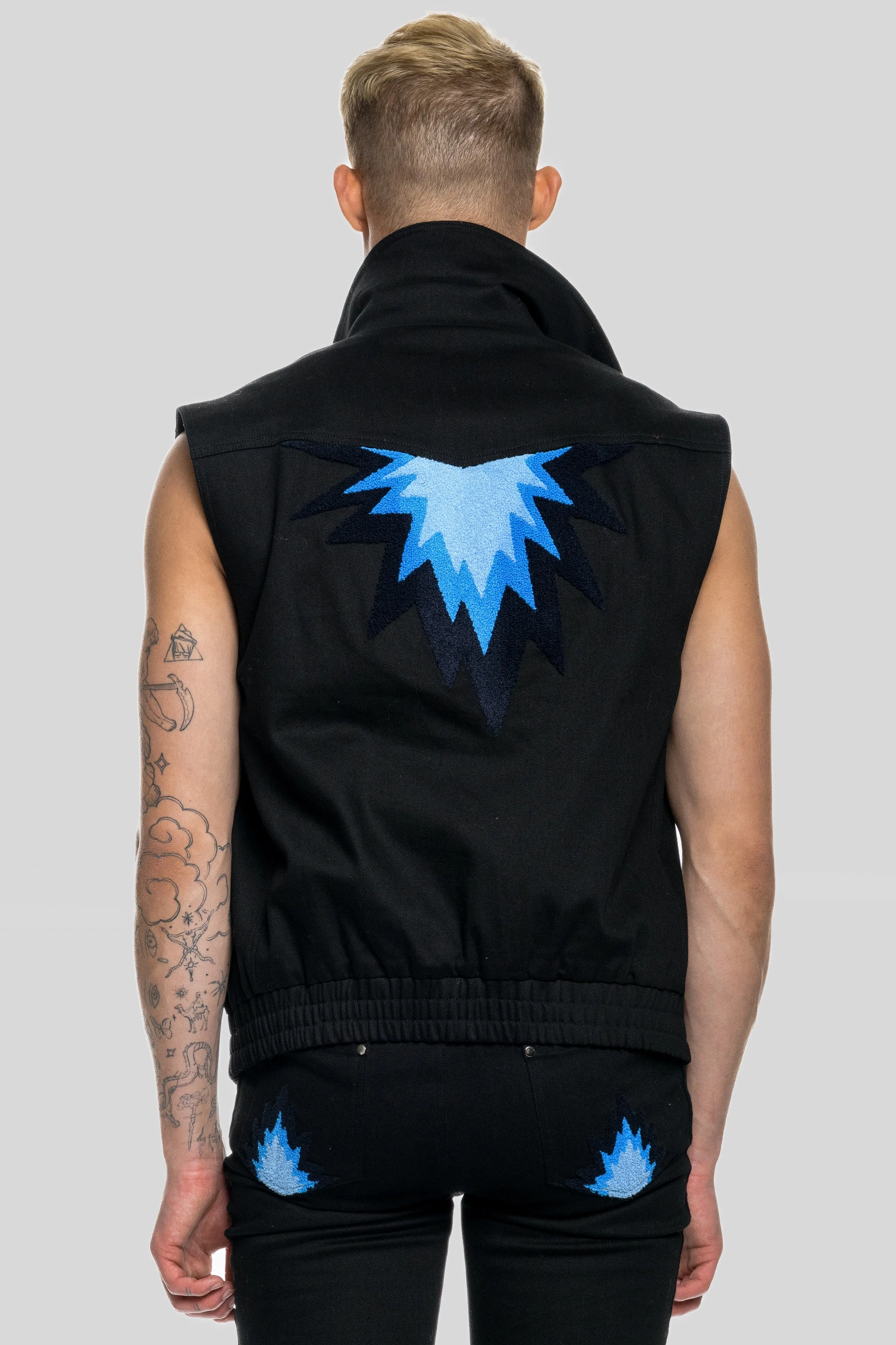 AGAVE SPIKED DENIM VEST
