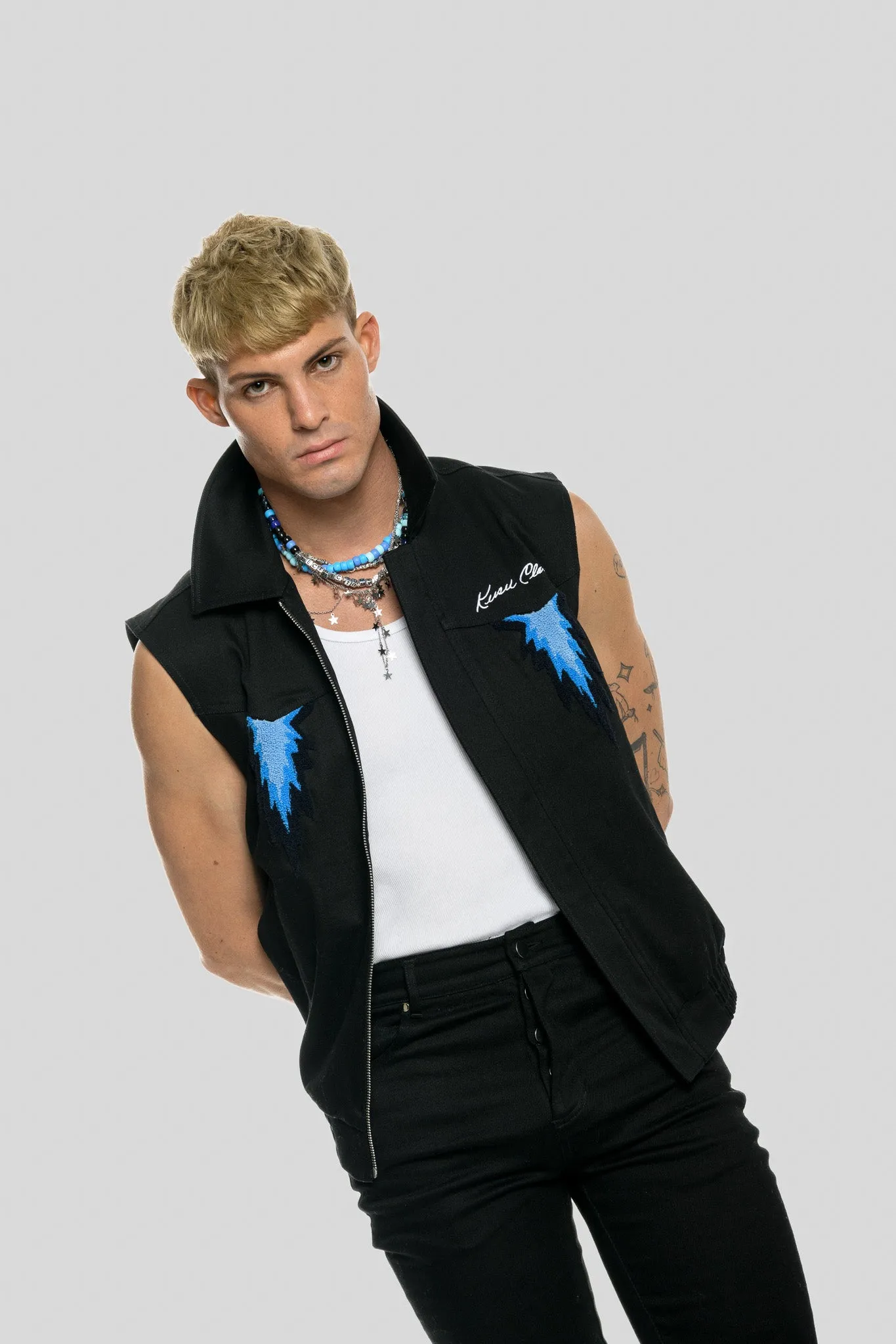AGAVE SPIKED DENIM VEST