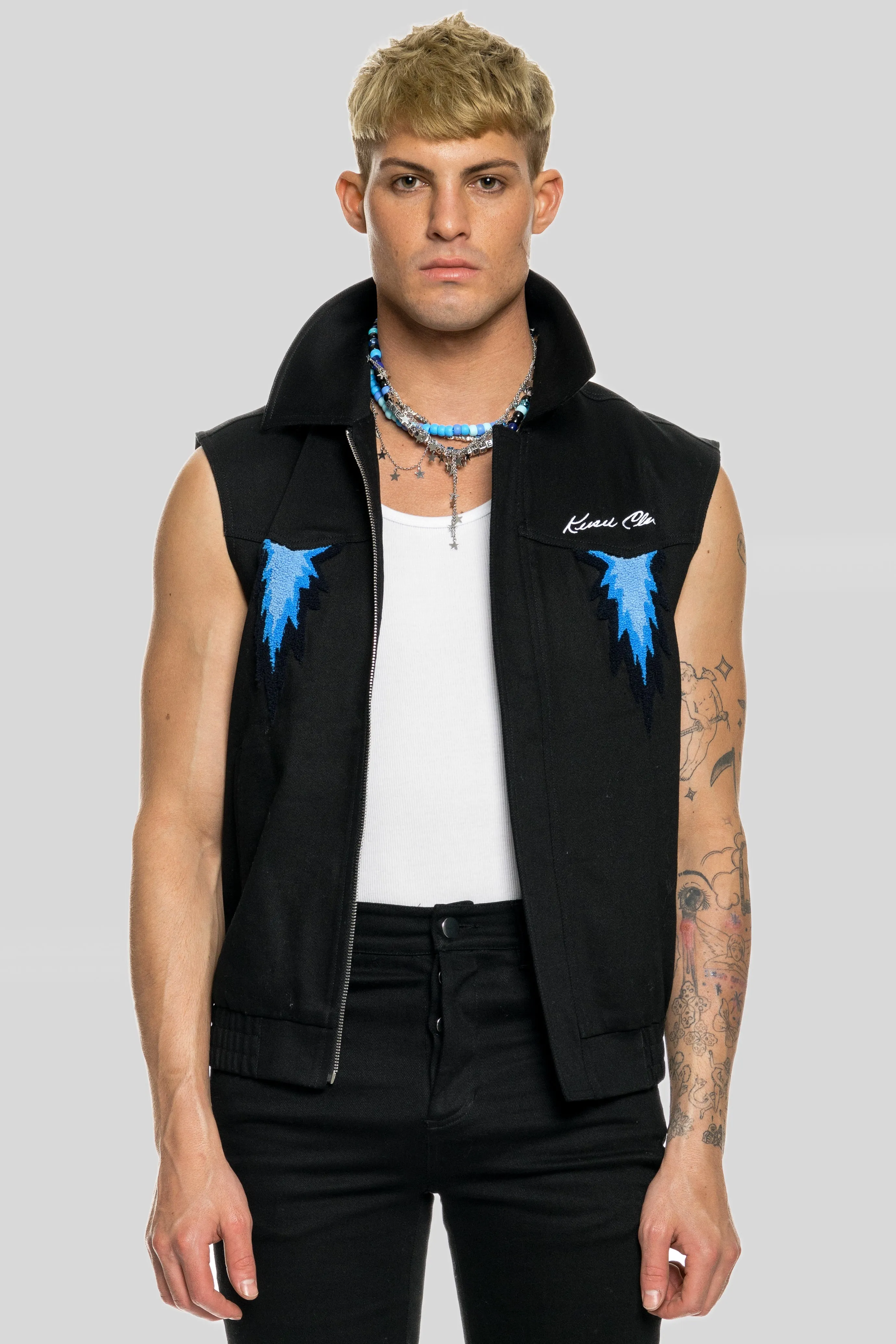 AGAVE SPIKED DENIM VEST