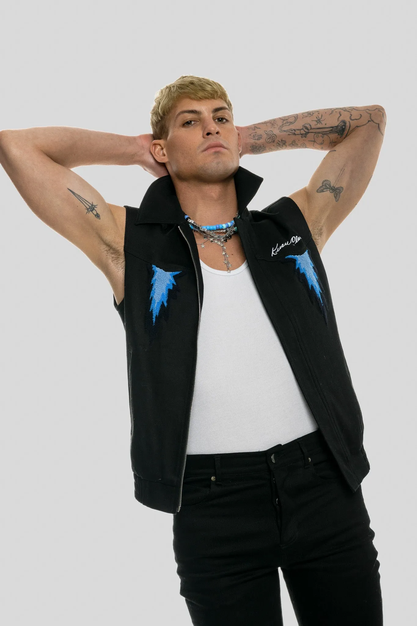 AGAVE SPIKED DENIM VEST