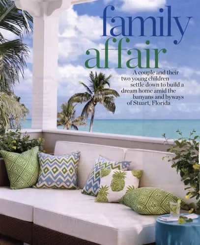 Alan Campbell Fabric: Cap Ferrat - Custom Turquoise / Green / Brown on White Belgian Linen / Cotton