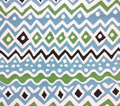 Alan Campbell Fabric: Cap Ferrat - Custom Turquoise / Green / Brown on White Belgian Linen / Cotton
