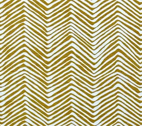 Alan Campbell Fabric: Petite Zig Zag - Custom Inca Gold on White Belgian Linen / Cotton