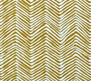 Alan Campbell Fabric: Petite Zig Zag - Custom Inca Gold on White Belgian Linen / Cotton