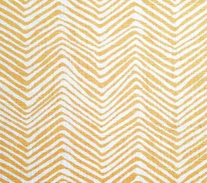 Alan Campbell Fabric: Petite Zig Zag - Custom Inca Gold on White Belgian Linen / Cotton