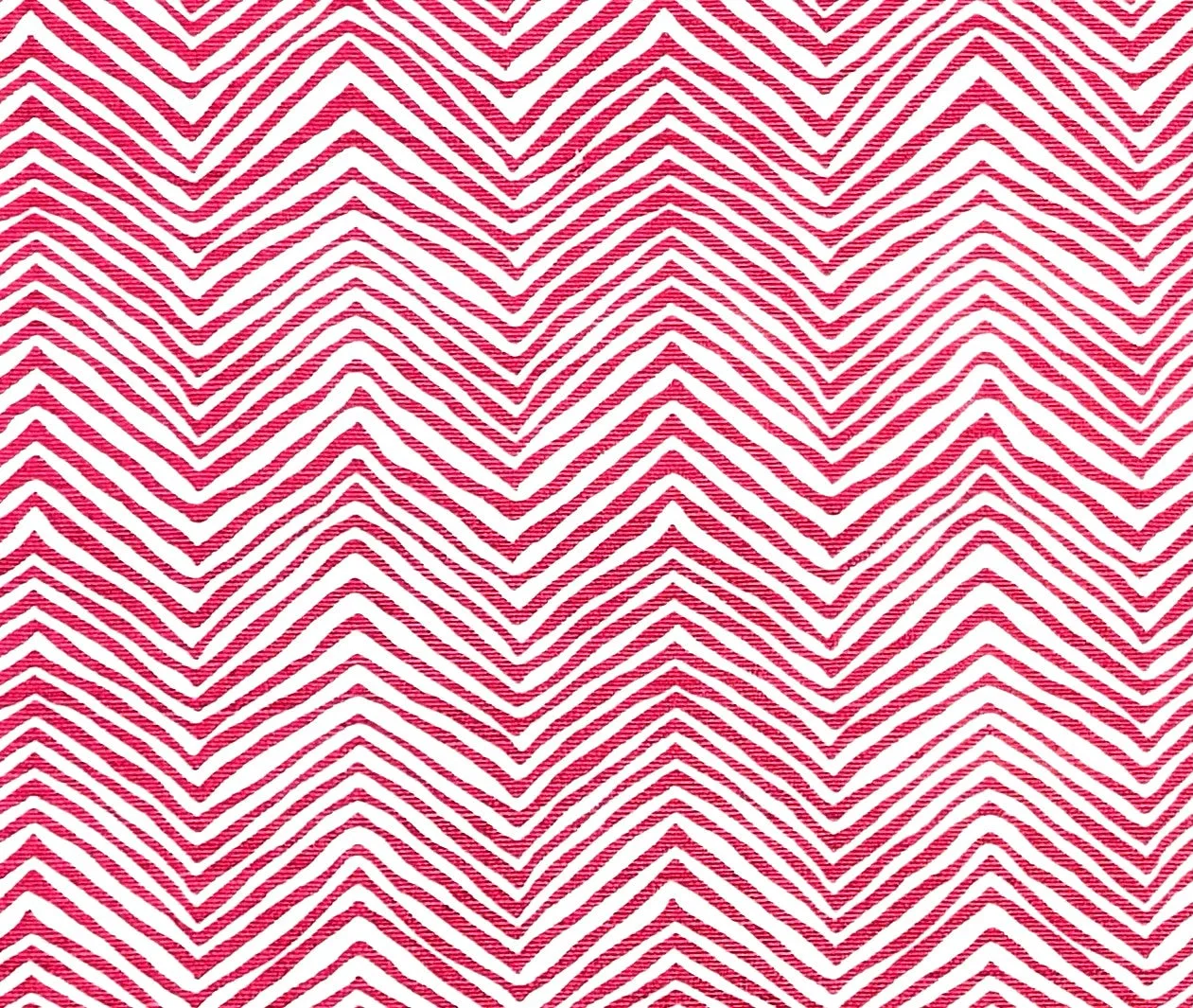 Alan Campbell Fabric: Petite Zig Zag - Custom Raspberry on White Belgian Linen / Cotton
