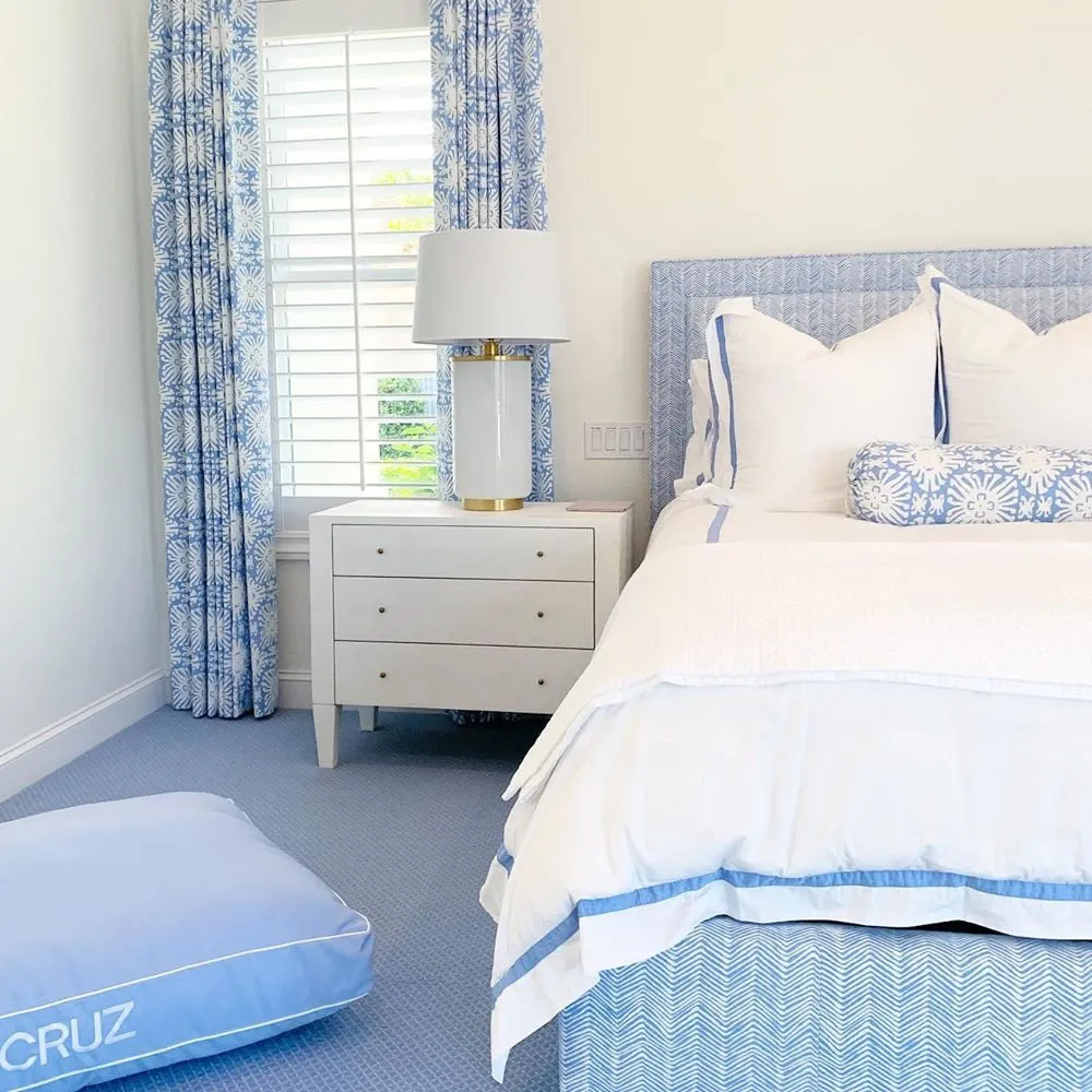 Alan Campbell Fabric: Petite Zig Zag - Custom Shrimp on Tinted Belgian Linen / Cotton