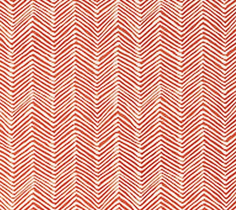 Alan Campbell Fabric: Petite Zig Zag - Custom Shrimp on Tinted Belgian Linen / Cotton
