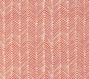 Alan Campbell Fabric: Petite Zig Zag - Custom Shrimp on Tinted Belgian Linen / Cotton