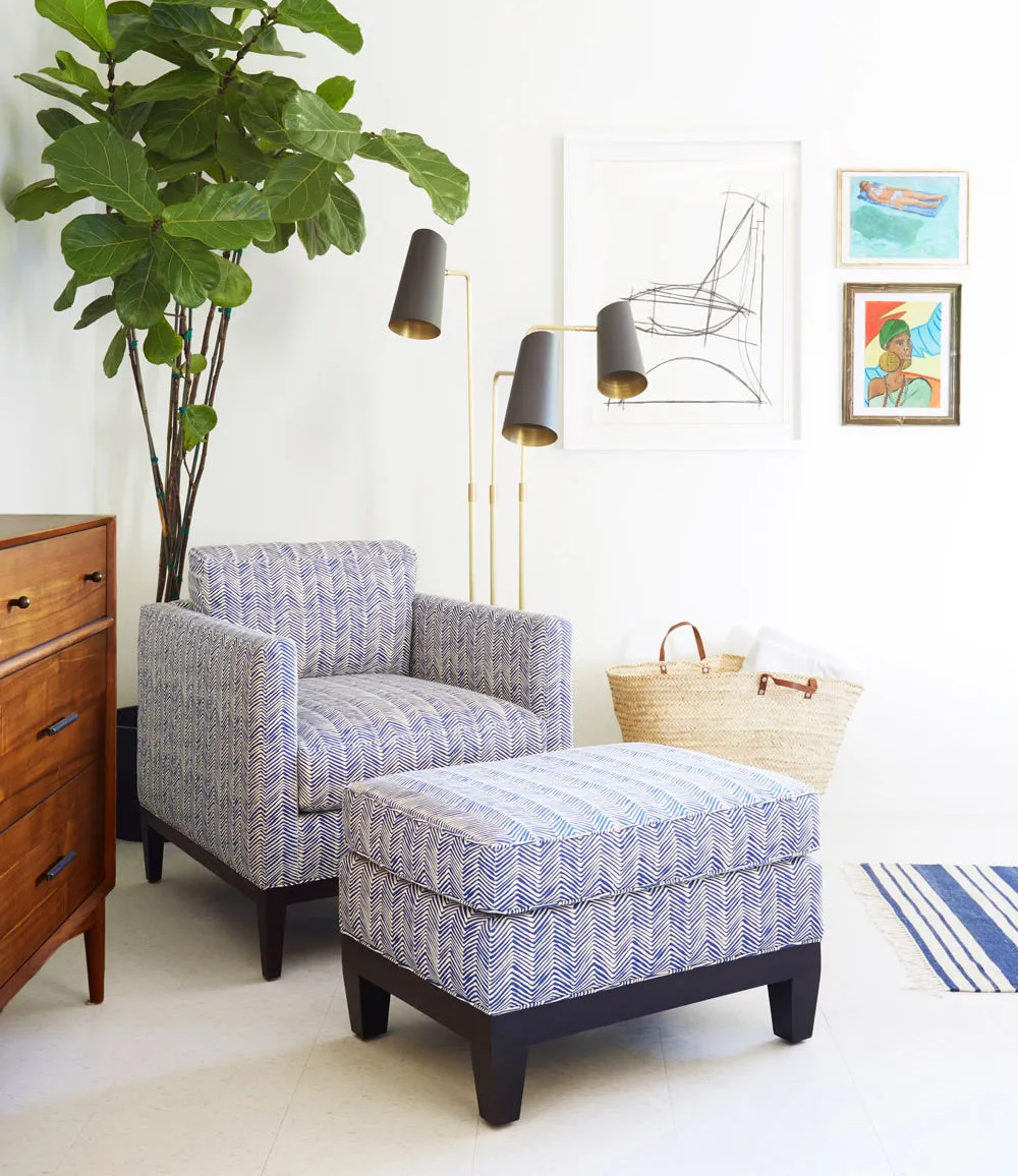 Alan Campbell Fabric: Petite Zig Zag - Custom Shrimp on Tinted Belgian Linen / Cotton