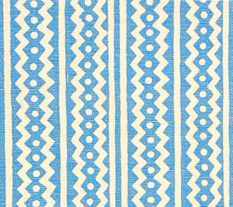 Alan Campbell Fabric: Ric Rac Reverse - Sky Blue on Tinted Belgian Linen / Cotton