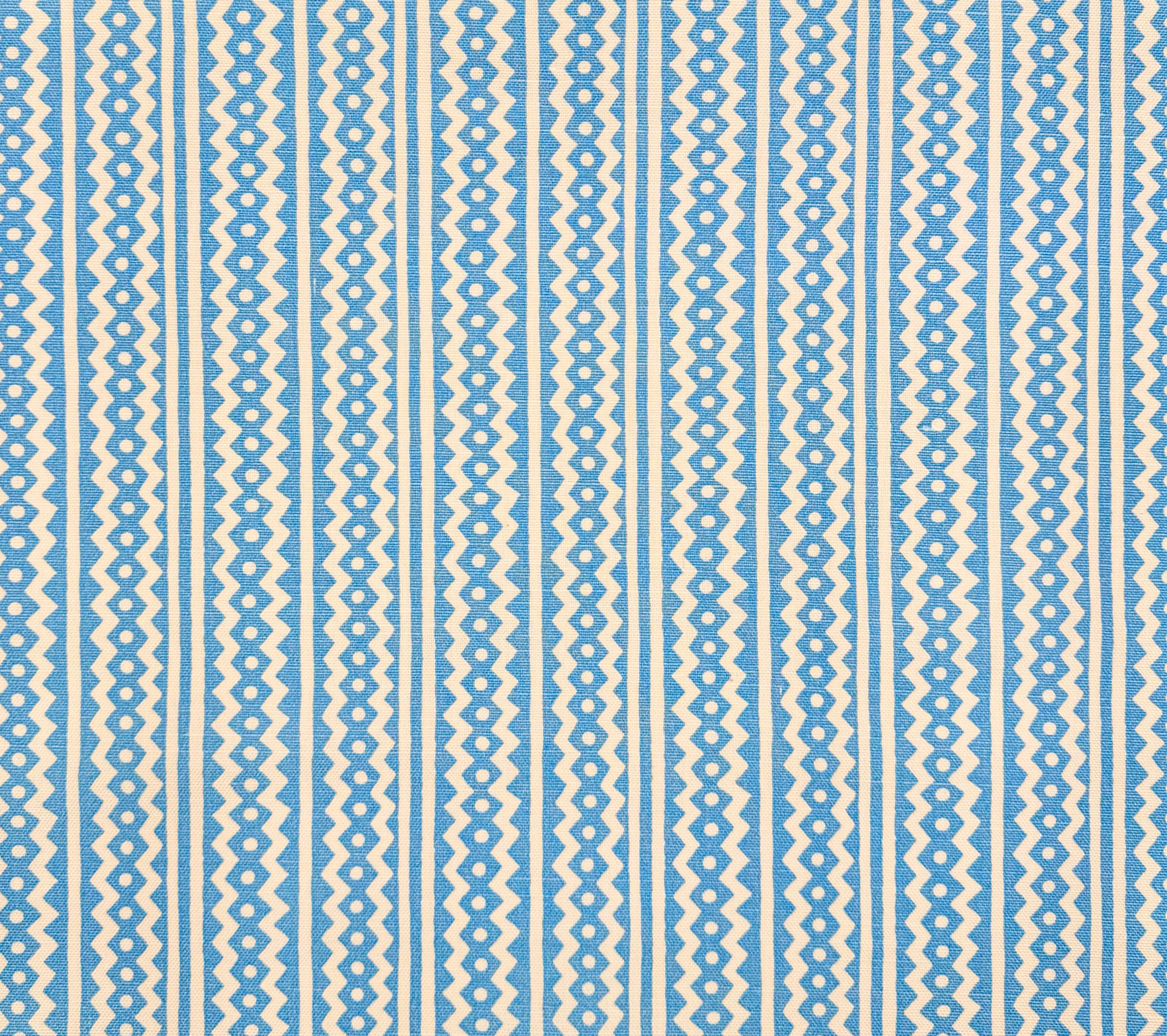 Alan Campbell Fabric: Ric Rac Reverse - Sky Blue on Tinted Belgian Linen / Cotton