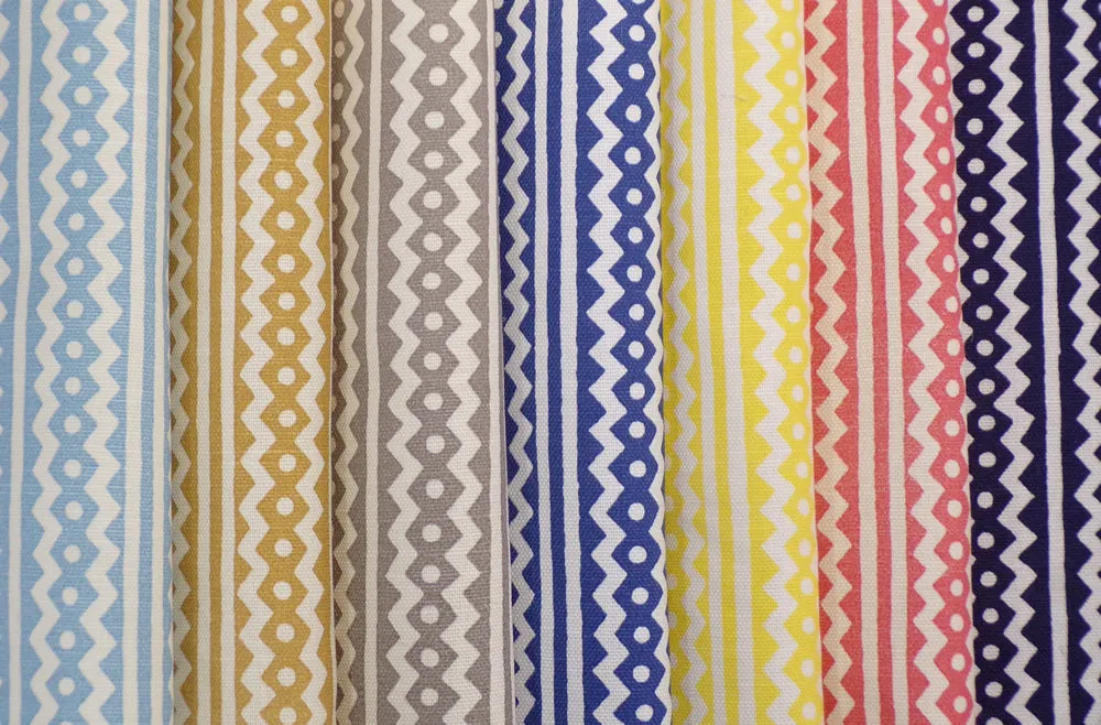 Alan Campbell Fabric: Ric Rac - Sky Blue on Tinted Belgian Linen / Cotton