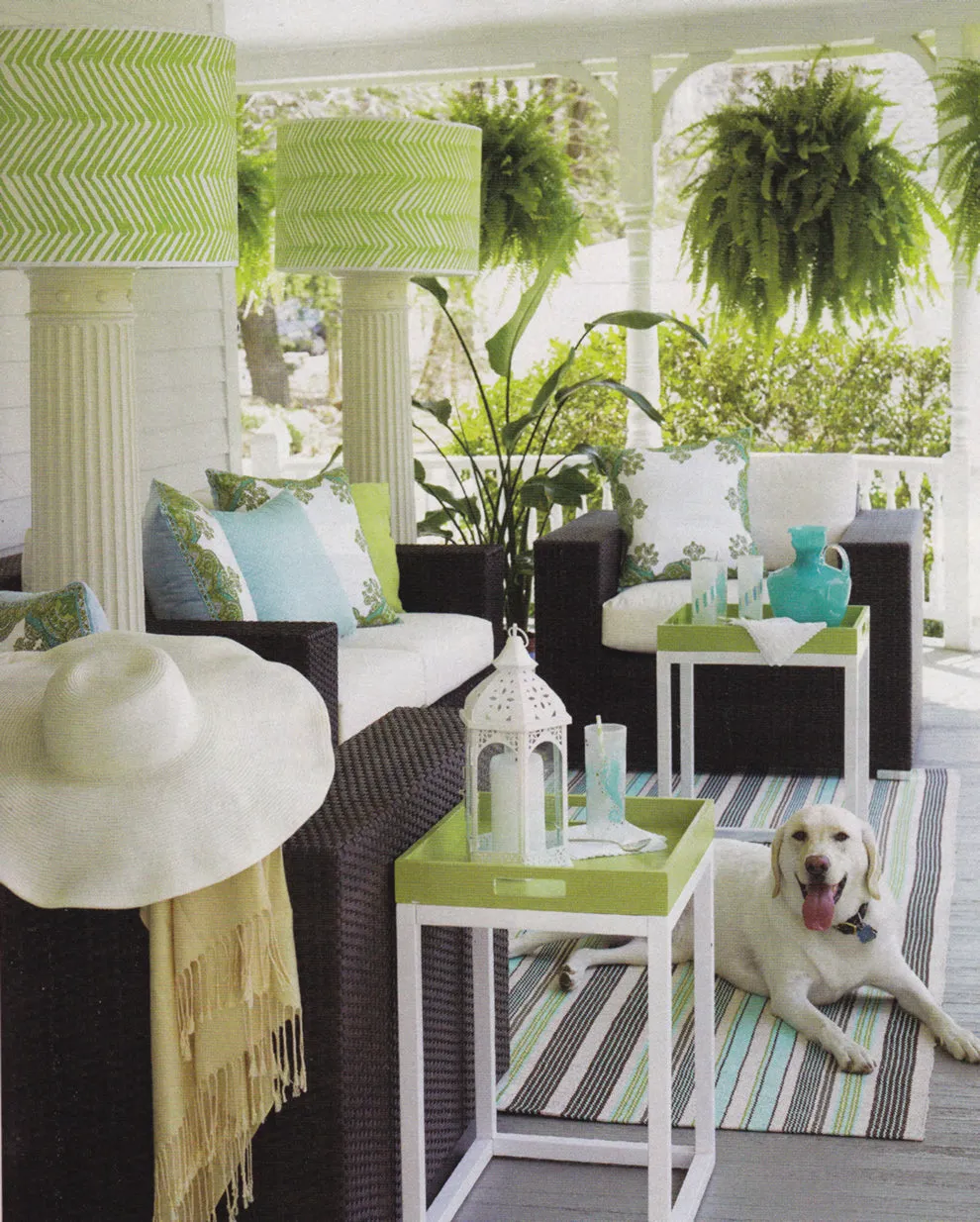 Alan Campbell Fabric: Zig Zag - Custom Green on Light Tinted Belgian Linen / Cotton