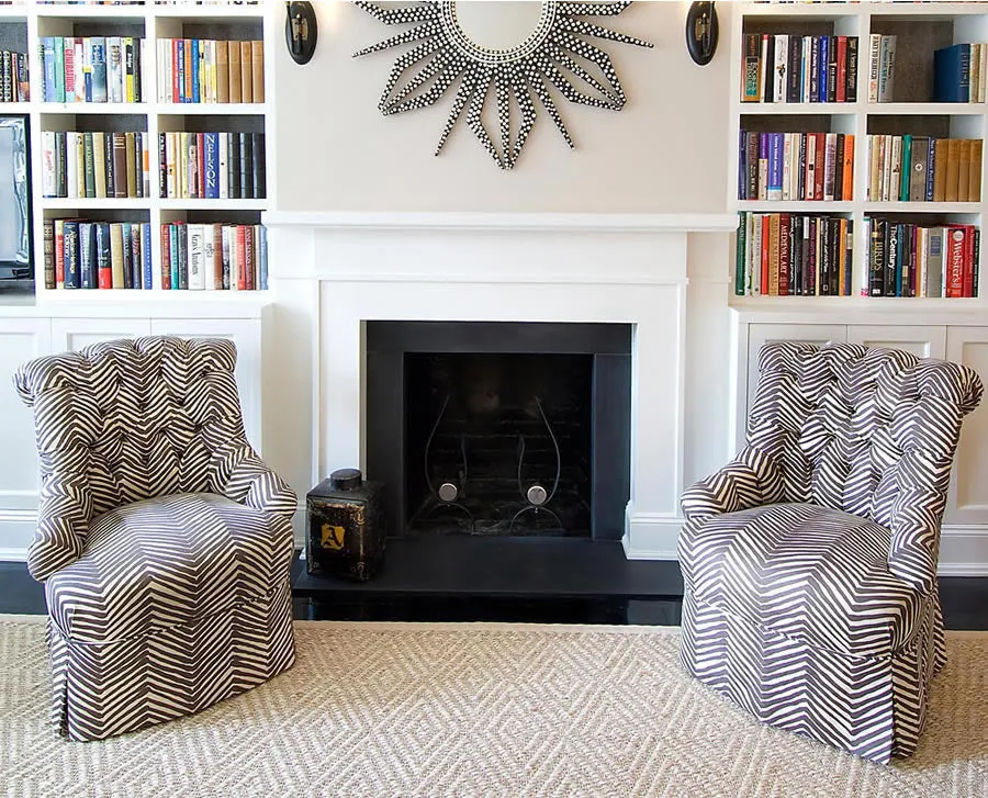 Alan Campbell Fabric: Zig Zag - Custom White on Tinted Belgian Linen / Cotton