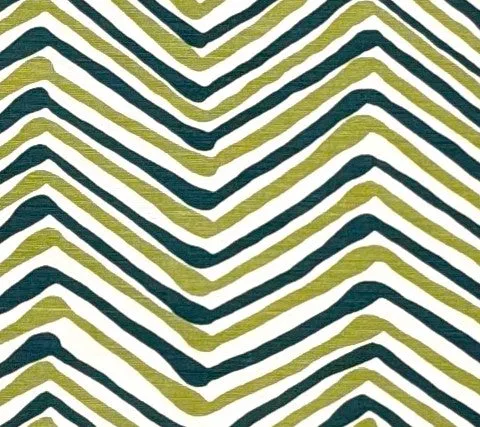 Alan Campbell Fabric: Zig Zag Multi - Custom Green / Deep Sea Green Tinted Linen / Cotton