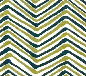 Alan Campbell Fabric: Zig Zag Multi - Custom Green / Deep Sea Green Tinted Linen / Cotton