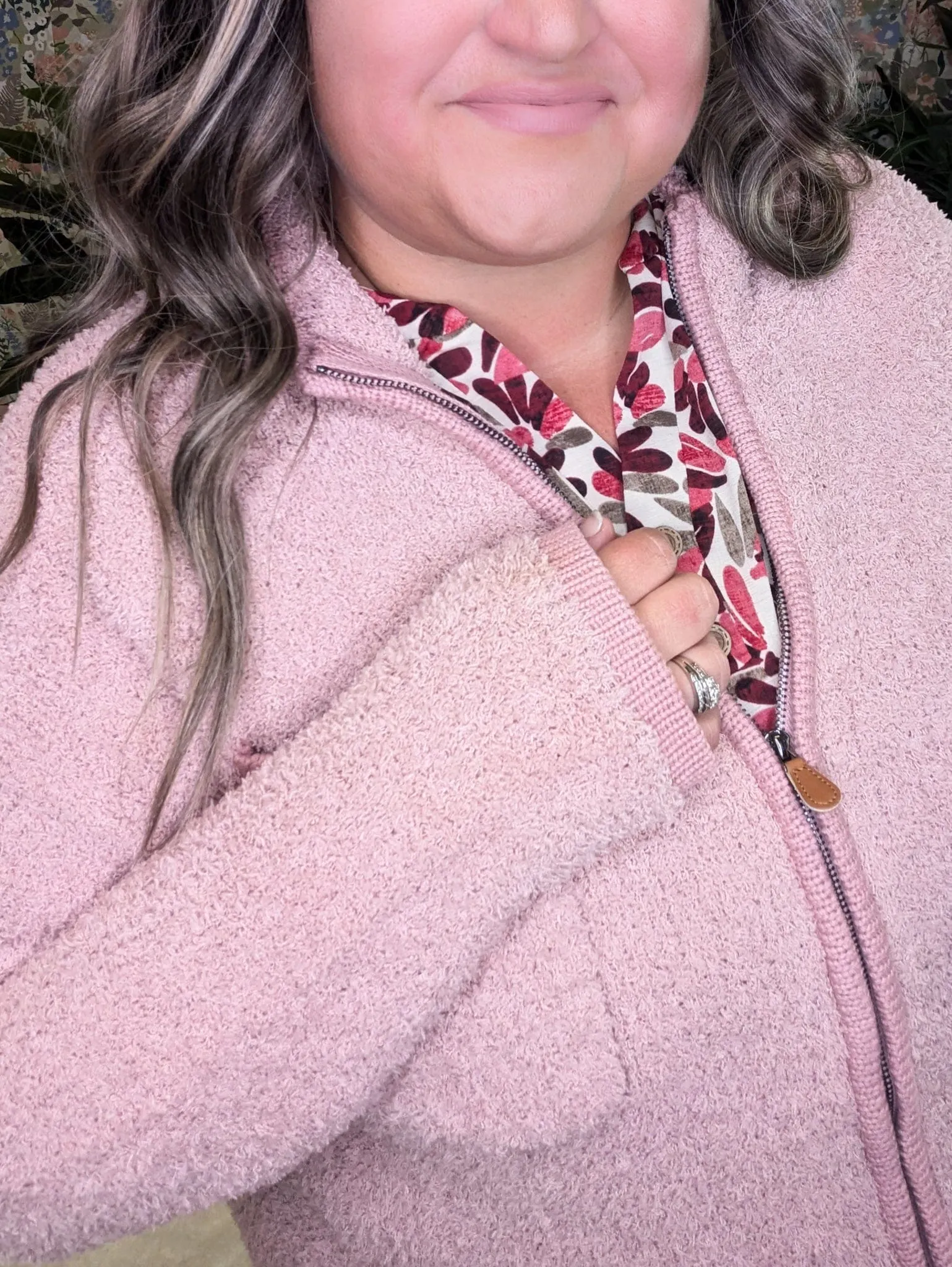 Alexia Soft Chenille Zip Up in Muted Mauve