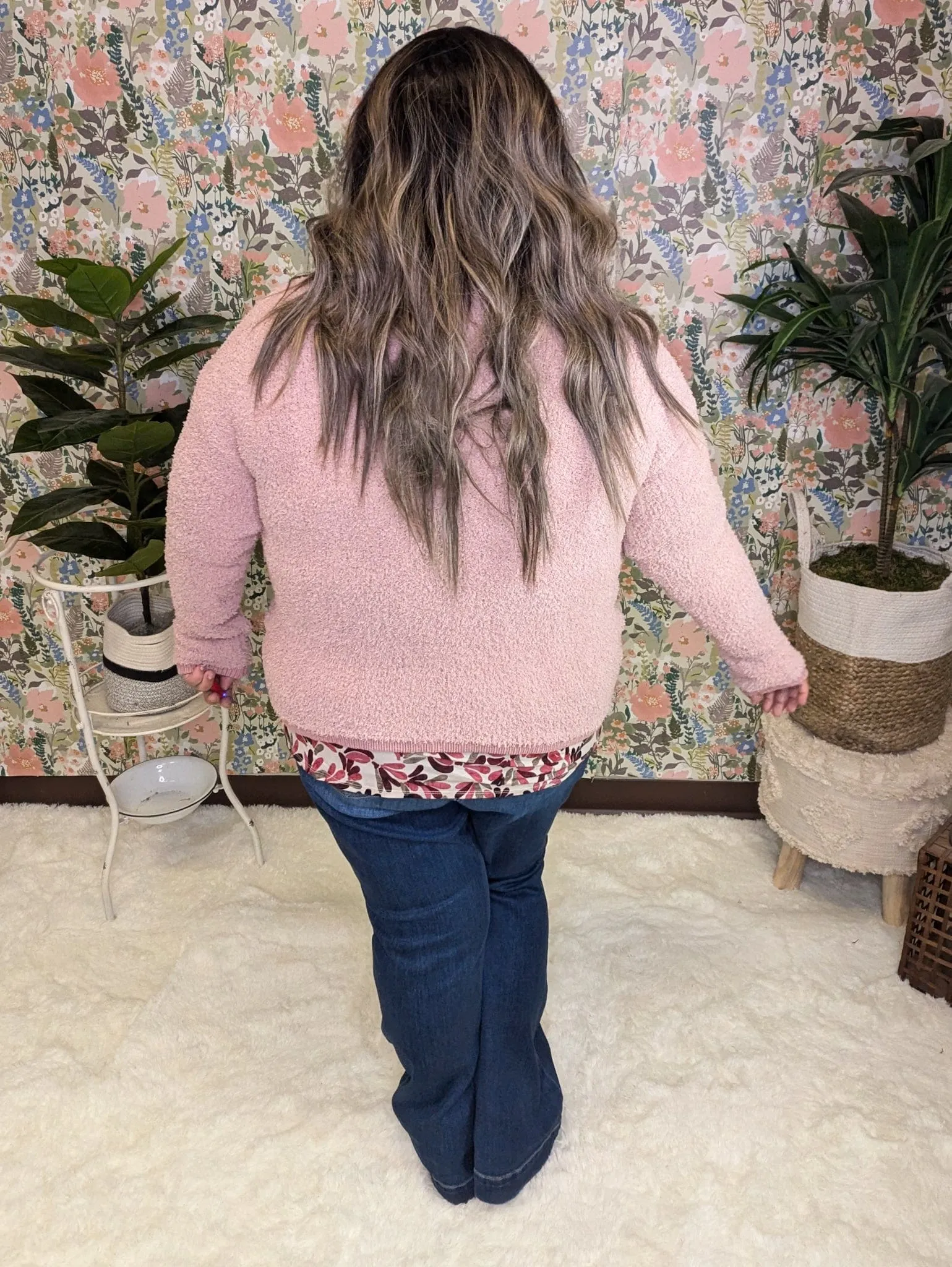 Alexia Soft Chenille Zip Up in Muted Mauve