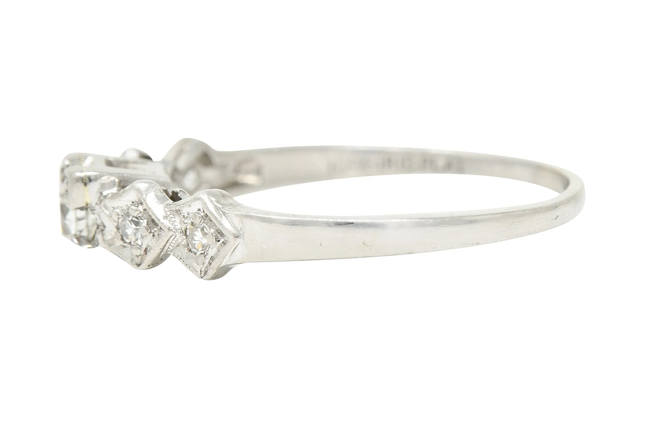 Art Deco Old European Cut Diamond Platinum Foliate Vintage Engagement Ring