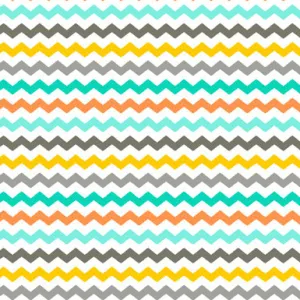 Atomic Bots in Chevron on White by Wilimington Prints