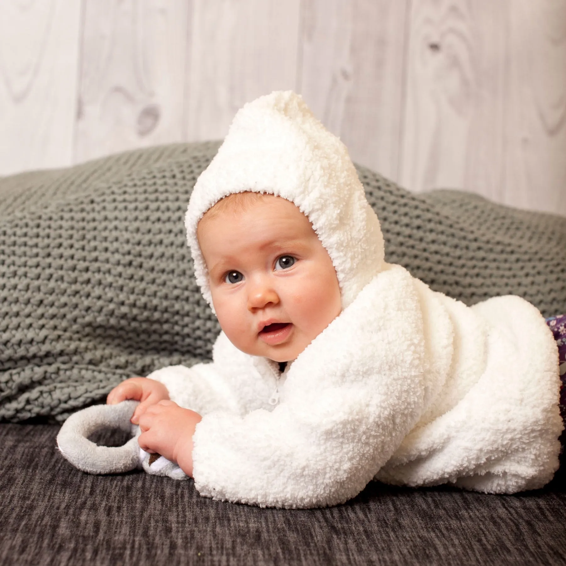 Baby Chenille Hoodie in White